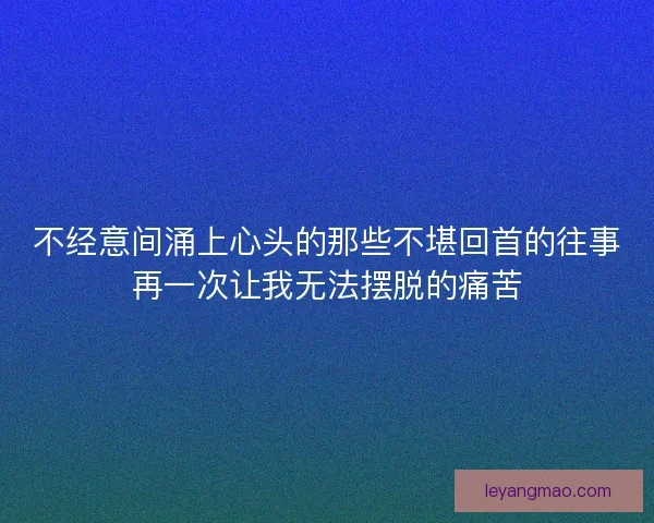 不经意间涌上心头的那些不堪回首的往事再一次让我无法摆脱的痛苦